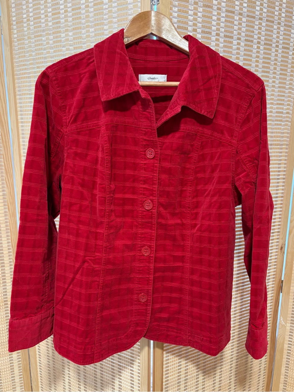 CJ Banks Vibrant Red Button-Down Shirt Jacket